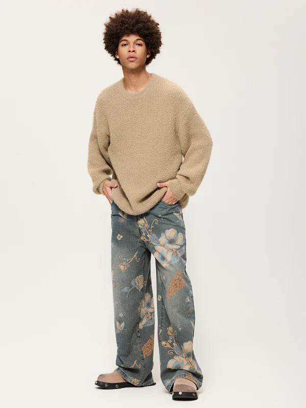 C&C PLANT FLOWER PRINT UNISEX PANTOLON