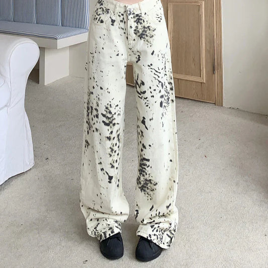 C&C BEYAZ LEOPAR BASKI STREETWEAR KADIN PANTOLON