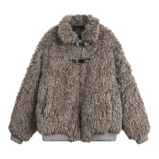 C&C METAL DÜĞMELİ KÜRK, DERİ TABANLI CEKET