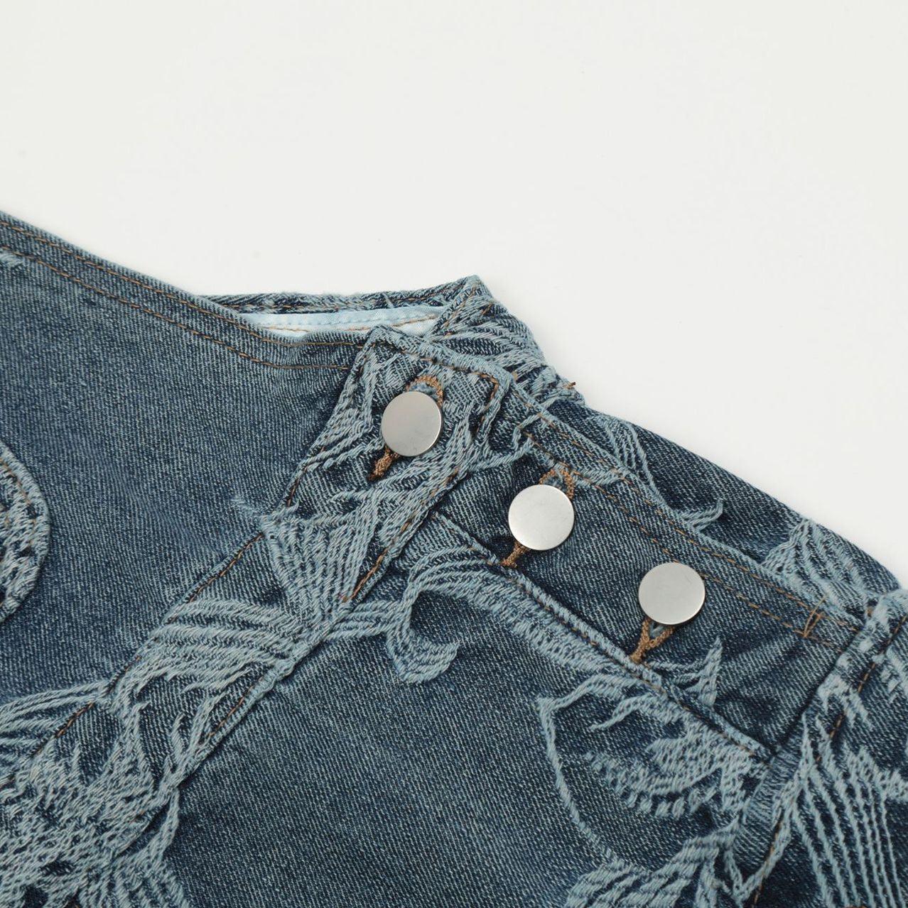 C&C EMBROIDERY DENIM OVERALLS TULUM PANTOLON