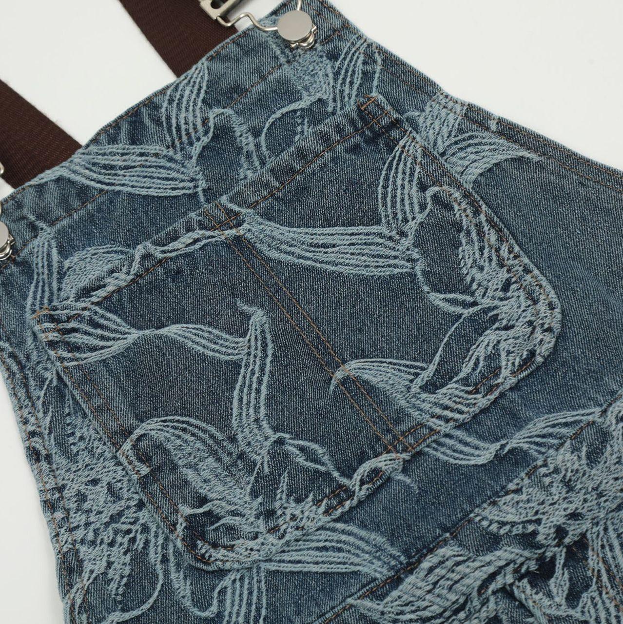 C&C EMBROIDERY DENIM OVERALLS TULUM PANTOLON
