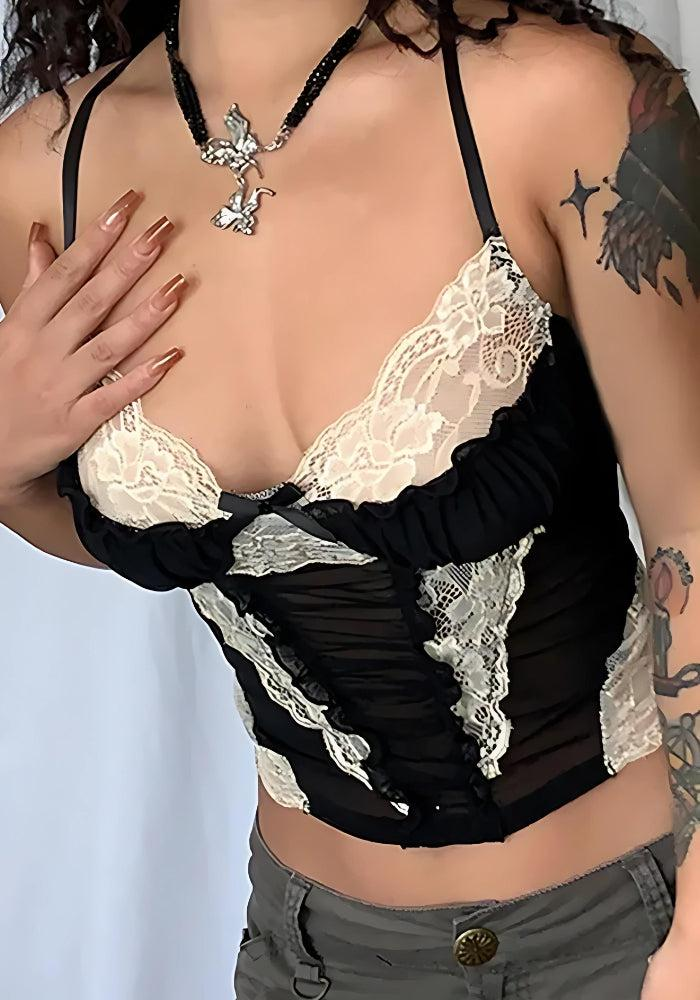 C&C LACE SHEER CROP