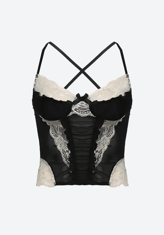C&C LACE SHEER CROP