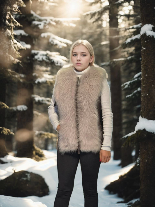 C&C Kadın Kolsuz Fermuarlı Yelek - Kahve