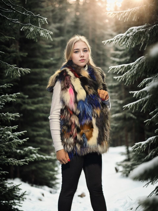 C&C Women's Sleeveless Genuine Leather Jacket - Black