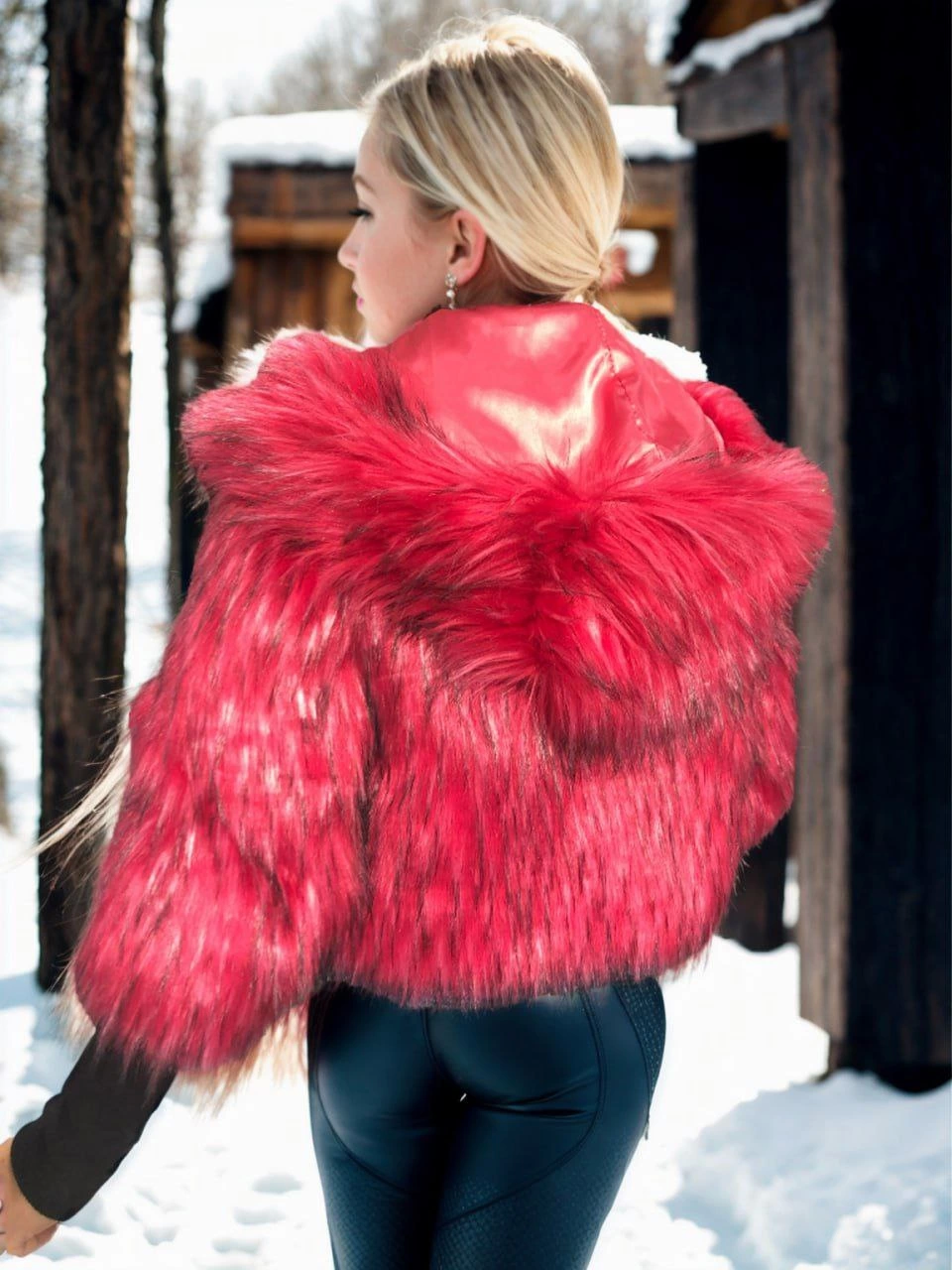 C&C Kadın Uzun Kollu Kürk - Bordo