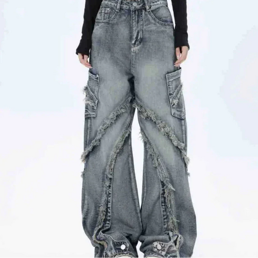 C&C WASHED YAN KESİMLİ BAGGY KADIN PANTOLON