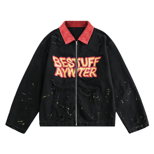 C&C RETRO LETTER DENIM CEKET