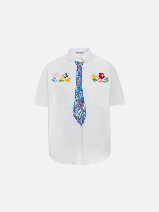 C&C Graffiti Necktie Short Sleeve Shirt