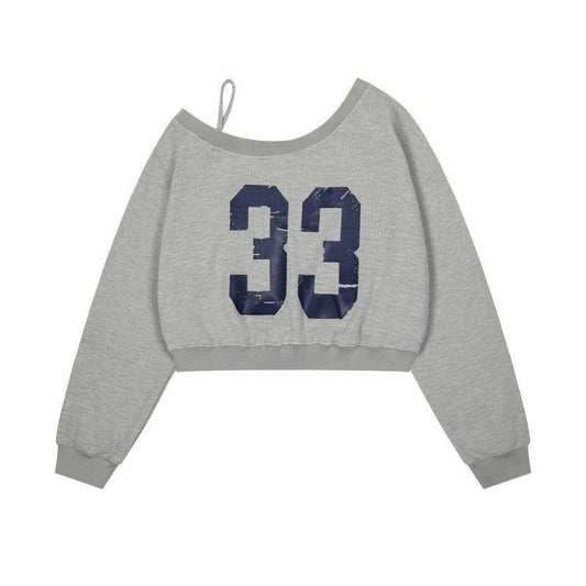 C&C HALF SHOULDER CROPPED KADIN SWEAT