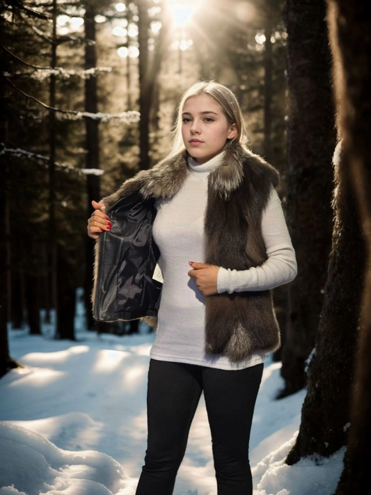 C&C Kadın Kolsuz Fermuarlı Yelek - Kahve