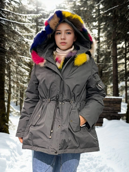 C&C Women's Water Face Hooded Jacket - Smoke