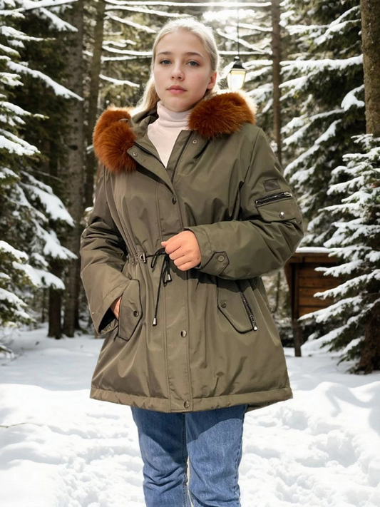 C&C Women's Waterproof Hooded Jacket - Khaki