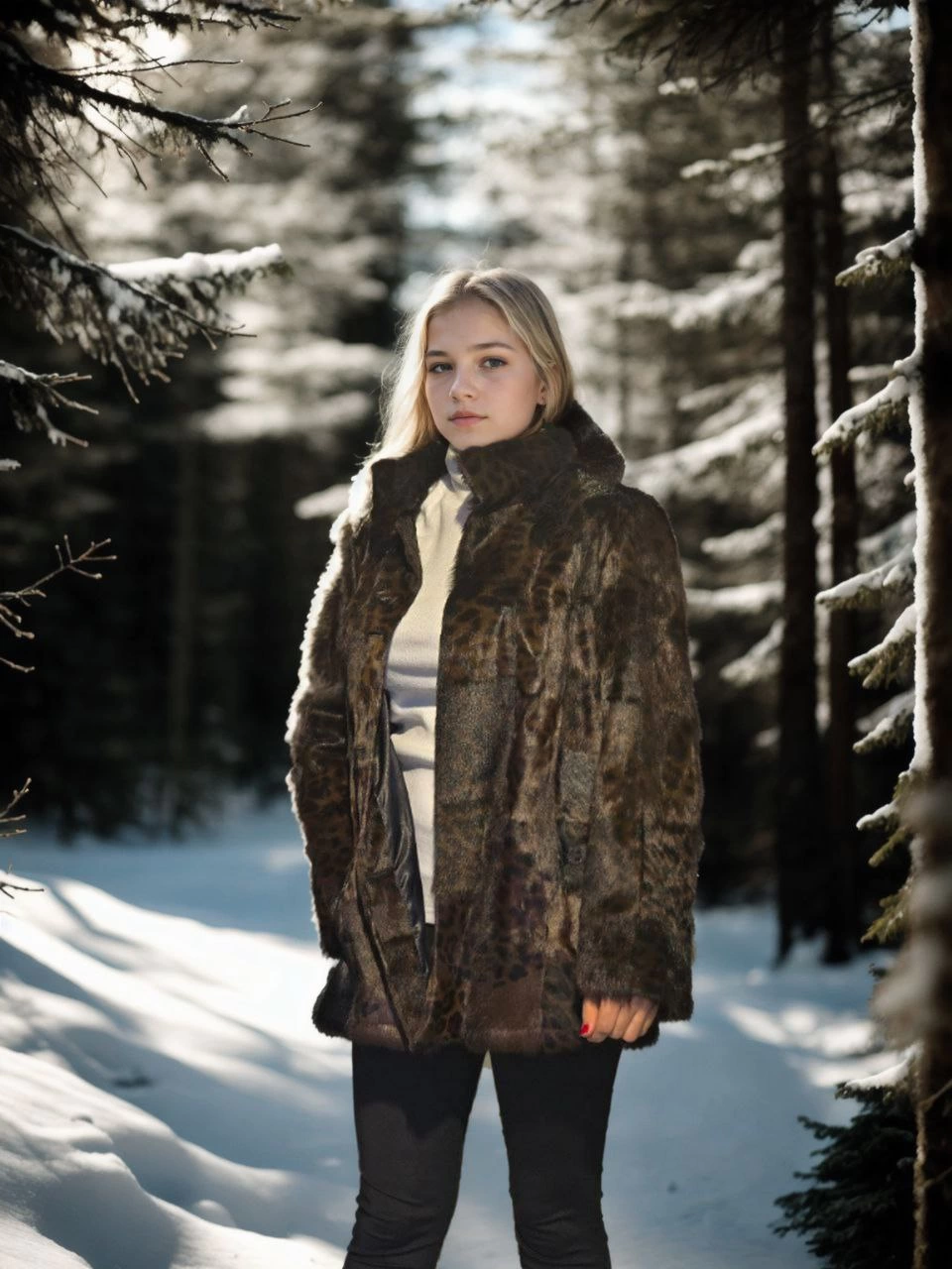 C&C Kadın Uzun Kollu Deri Ceket - Leopar